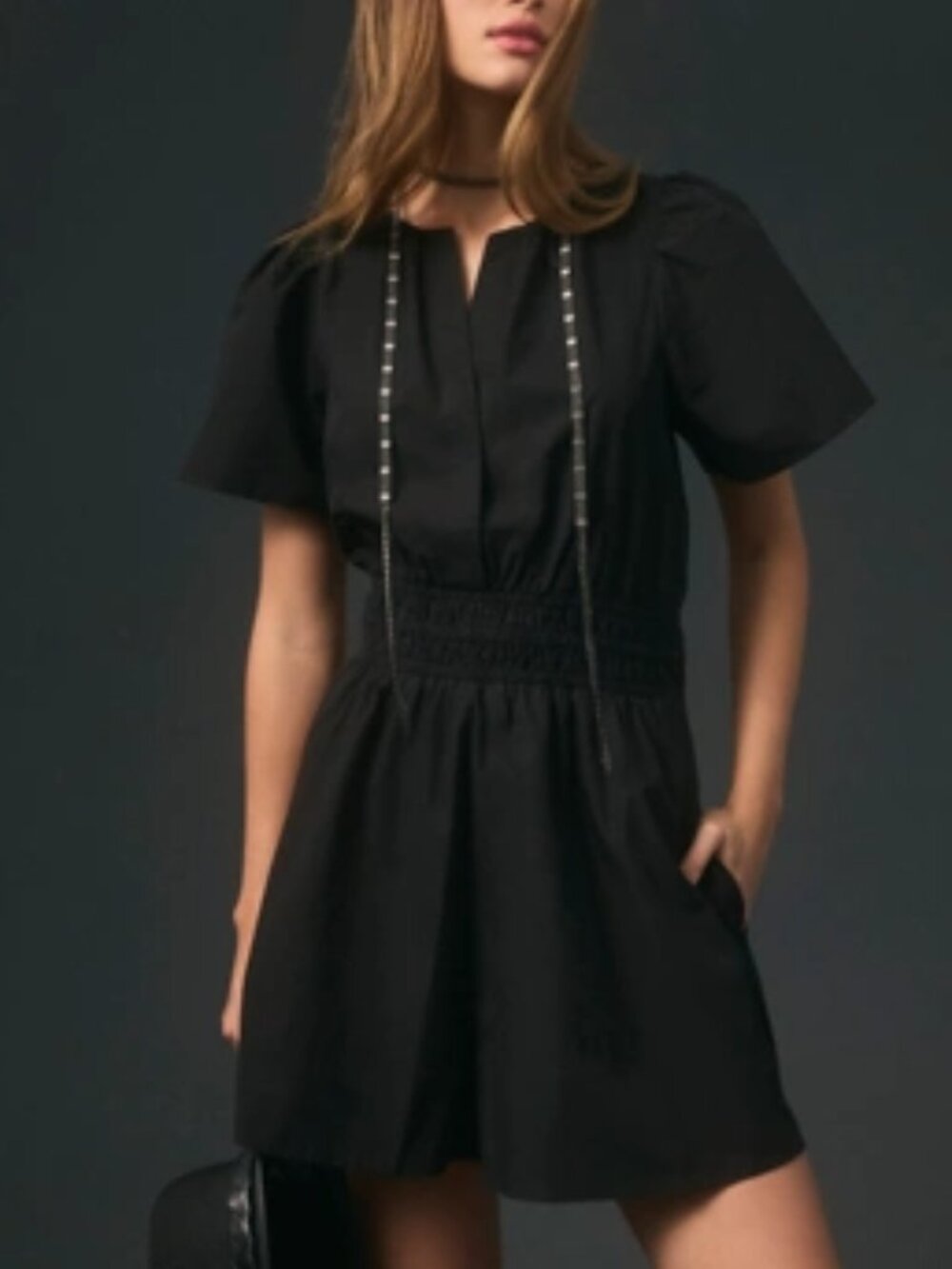 Anthropologie Somerset Poplin Black Romper - Size Large